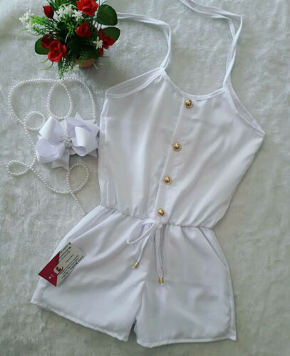 Newborn White Romper Baby Boy Girl Sleeveless Romper Playsuit Jumpsuit Outfit Summer Toddler Baby Clothes