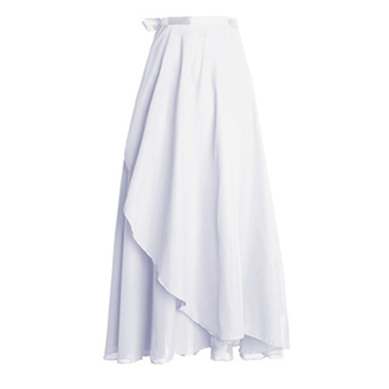 16 Solid Colors Classical Mid-Calf Half Skirt Spring Summer Breathable Long Wrap Skirts for Ladies Ballet Dance Stage Wear: WHITE