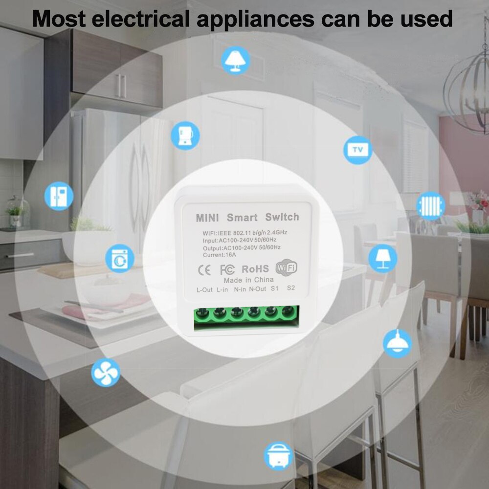 Tuya Mini Wifi Smart Switch Smart Home Afstandsbediening 16A Twee Manier Controle Diy Schakelaar Via Smart Leven App Werk met Alexa Google