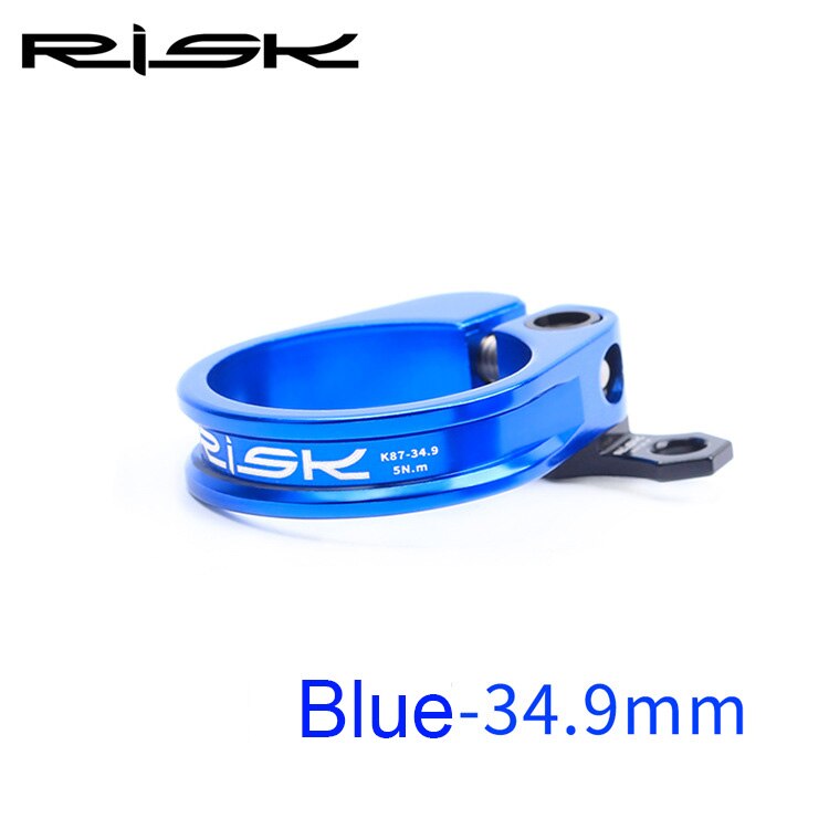 Cykel 31.8/34.9mm mtb cykel sadelpind klemme ultralet lås cykel saddelpinde klemmer med kabel organizer road cykel sadelpind klip: 34.9mm blå