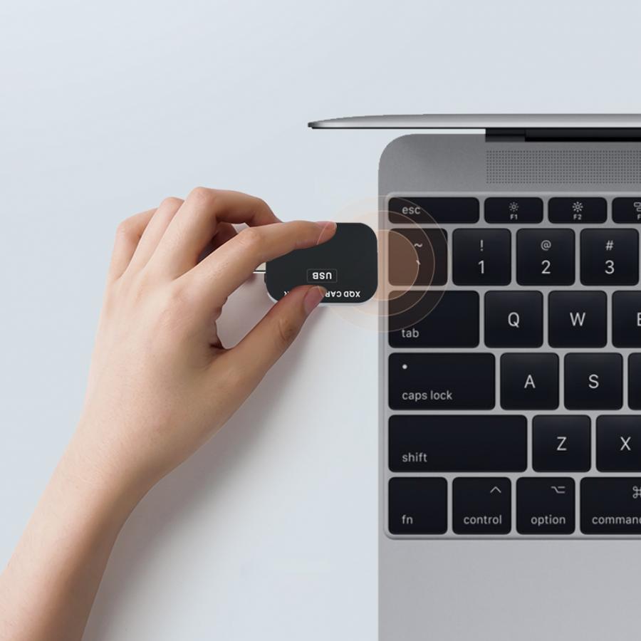 Memory Card Reader 2 in 1 USB3.0 Aluminum Sandblasted Shell Black Reader 500MB/S