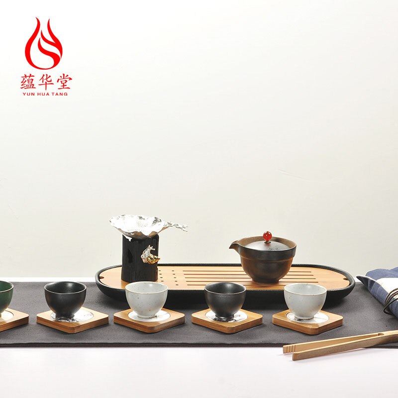 6pcs Hand-painted ceramic coasters and tea mats