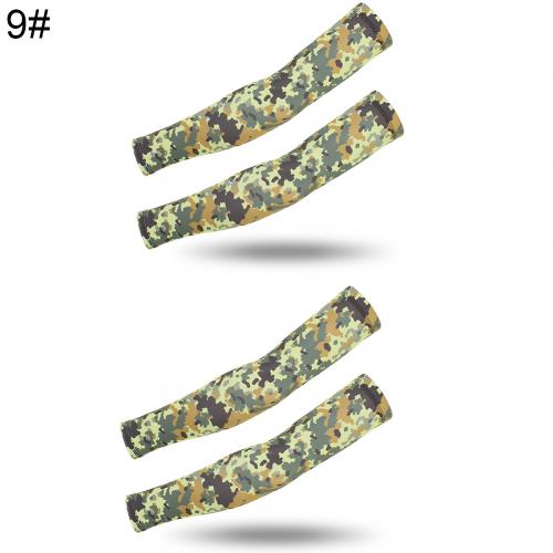 2 Pairs Zomer Arm Mouwen Camouflage Patroon Arm Warmers Mouwen Elastische Uv Zon Bescherming Lange Vingerloze Handschoenen Arm Mouwen: 9