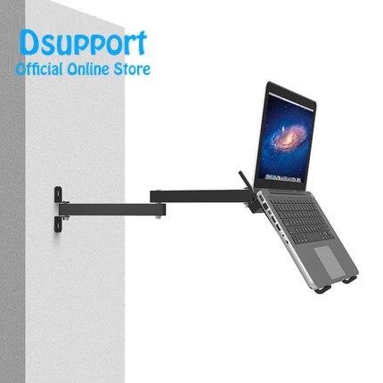 Foldable Wall Mount 17-27 inch Laptop Holder Two Arms Full Motion Laptop Cooler Retractable Notebook Hanger