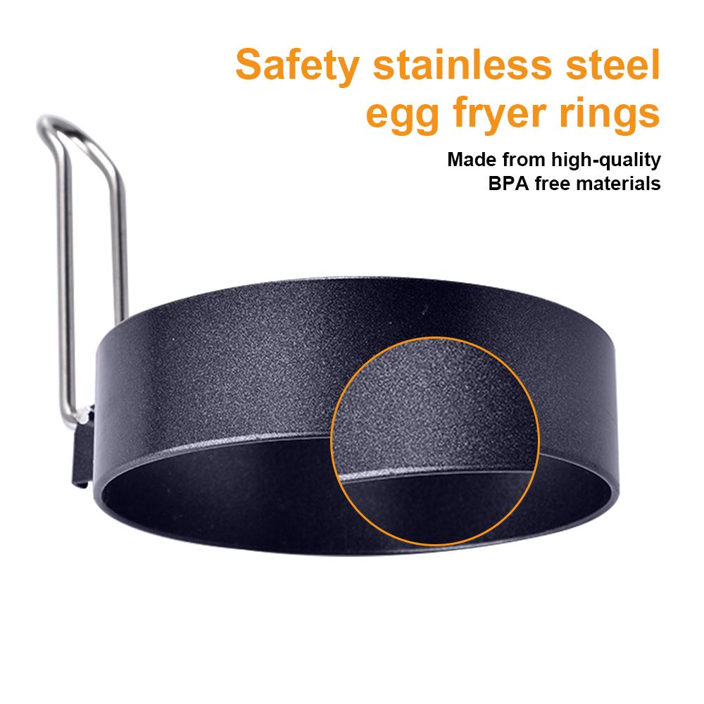 Huevo negro 4 Uds ronda tortilla de huevos huevo fabricante de moldes hogar ronda huevo Pancake Maker molde de Frier de silicona