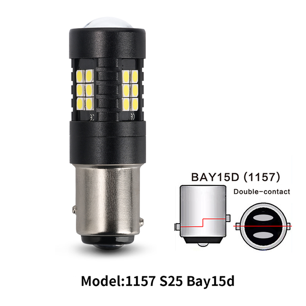 Bilkupé led-belysning 1157 -facks 15d 7443 canbus för automatisk blinkers bromslampa 12v 5w utan fel 3030*21 smd med hd-lins röd och gul: Rgb / 4300k