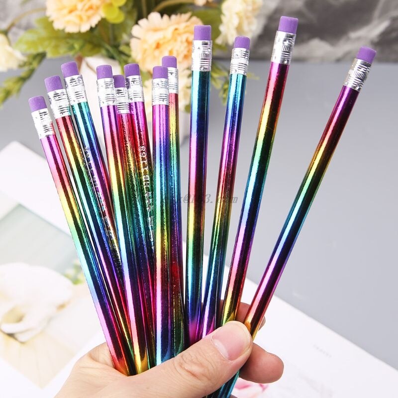 12Stck Regenbogen Bleistift Holz Umweltschutz Helle Farbe HB Zeichnung Malerei Bleistifte Schule Büro Schriftlich Stift