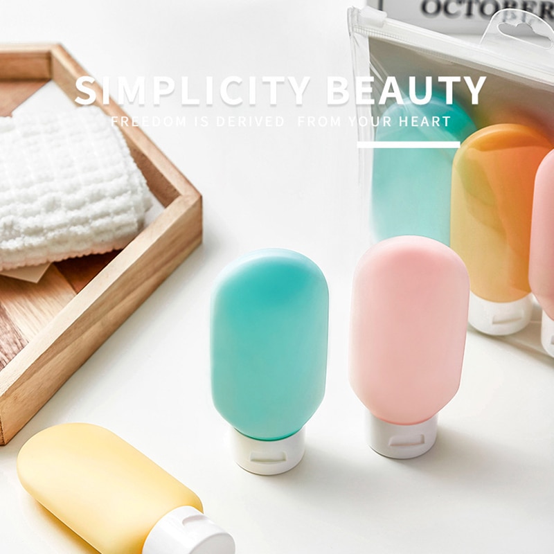 3PCS Lege Extrusie Flessen Container Hervulbare Plastic Siliconen Transparante Mini 60ml Hervulbare Flessen Zalfpotje Shampoo