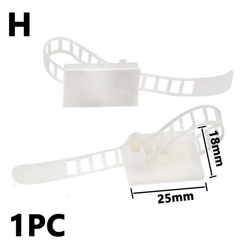 10PC Cable Tie Mounts Adjustable Wire Ties Cable Clips Clamp Plastic Self Adhesive Cable Organizer Fix Holder Cord Management: H