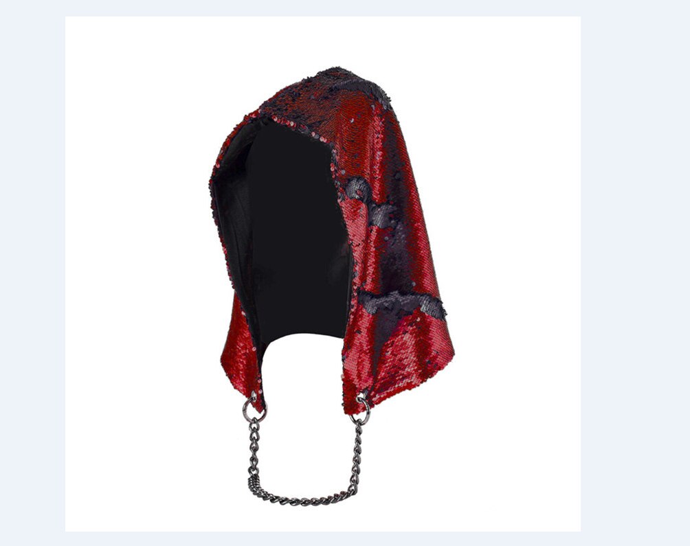 Kvinner havfrue paljetter lue hette skinnende klubbfest halloween hofte-hopp lue caps: E