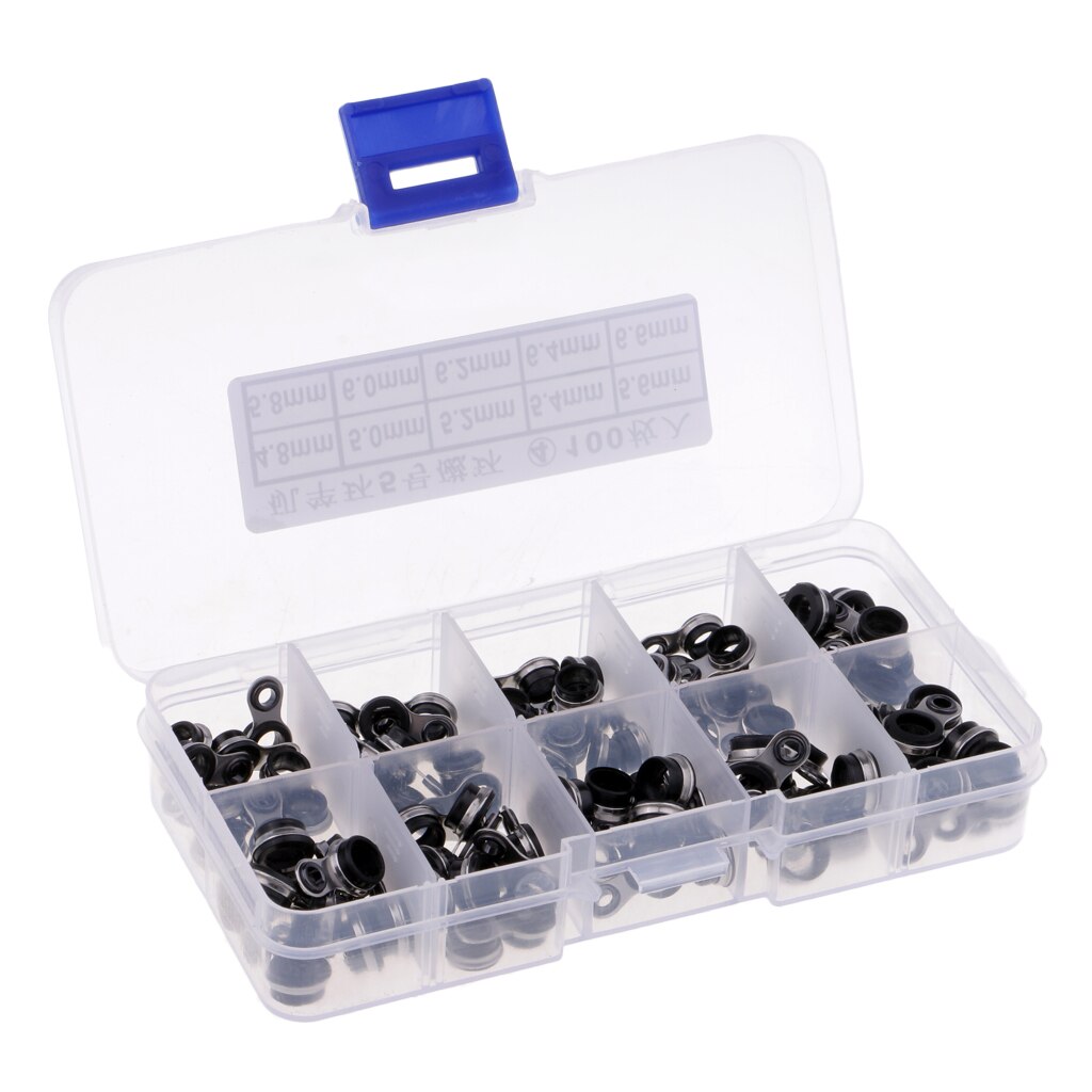 100pcs Black Fishing Rod Guides Tip Fishing Rod Eye Ring Rod Repair Kit Stainless Steel Frame: Model 4