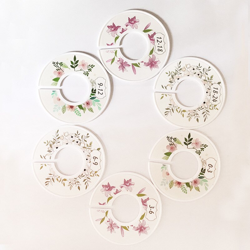 Porte-vêtements pour enfants, 6 pièces, rond, diviseurs, cintre en plastique, anneau, pour vêtement de bébé, fournitures d'étiquettes