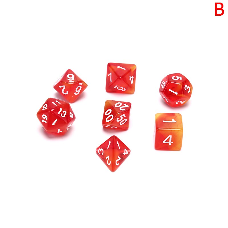 7 Stks/set Transparant Acryl Dobbelstenen Set Multicolor 4, 6, 8, 10, 12, 20 Zijdige Dobbelstenen Trpg Game Liefhebbers Spelen Games