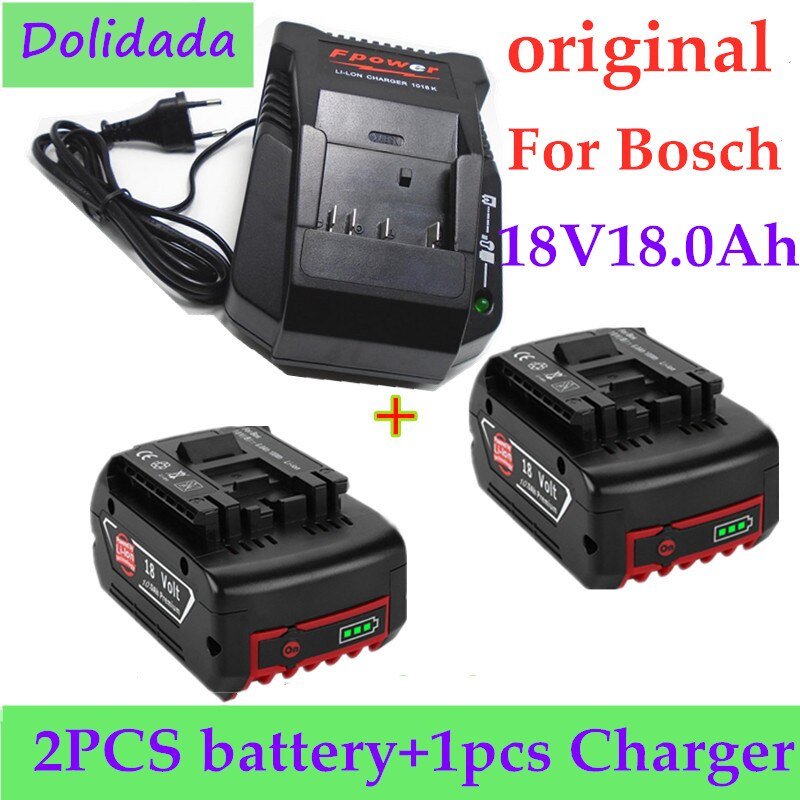 Original 18V 18000mah Rechargeable Li-ion Battery For Bosch 18V Battery Backup 18Ah Portable Replacement BAT609 Indicator light