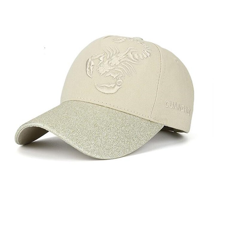 Scorpion Borduurwerk Hoed Verstelbare Snapback Trucker Golf Baseball Cap Lente Zonnehoed Voor Heren Vrouwen: Beige