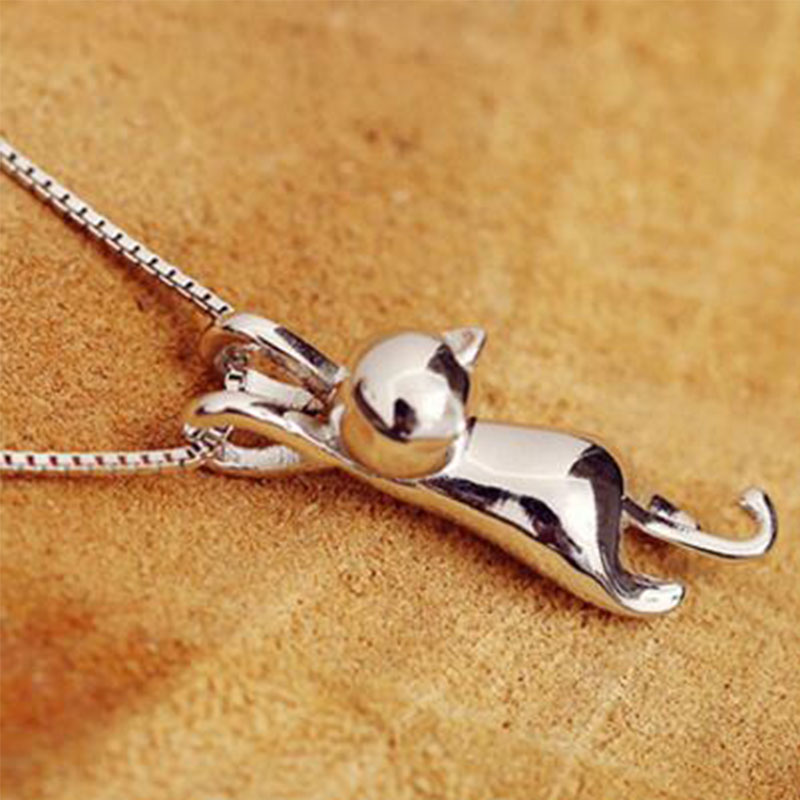 925 Sterling Zilveren Ketting Leuke Kat Animal Hangers &amp; Kettingen Voor Vrouwen Choker Collares: guangmian