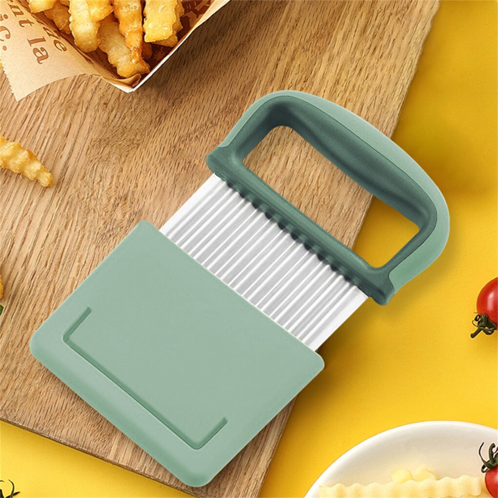 Handheld Potato Chopper Fries Wavy Slicer with Handle Onion Food Safe Chopping Kitchen Hand Tool Chef Gadgets Green