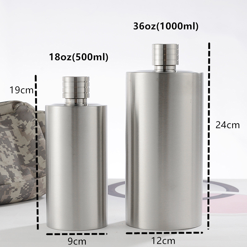 18oz/36oz Double Stainless Steel 304 Hip Flask Large Capacity Whiskey Wine Flagon Bottle Travel Drinkware