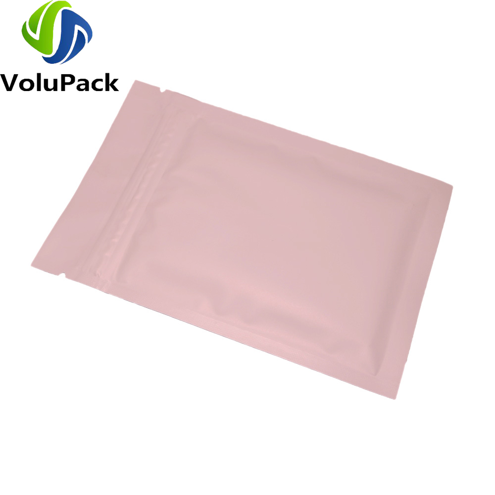 Eco-friendly Matte Pink Plastic Bags Heat Seal Aluminum Foil Mylar Zip Lock Pouches Smell Proof Food Packaging Bags W/Tear Notch