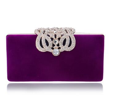 YINGMI Strass kristal diamant mode luxe velours vrouwen dag clutch kleine portemonnee tas met schouder ketting schoudertassen: YM1010purple