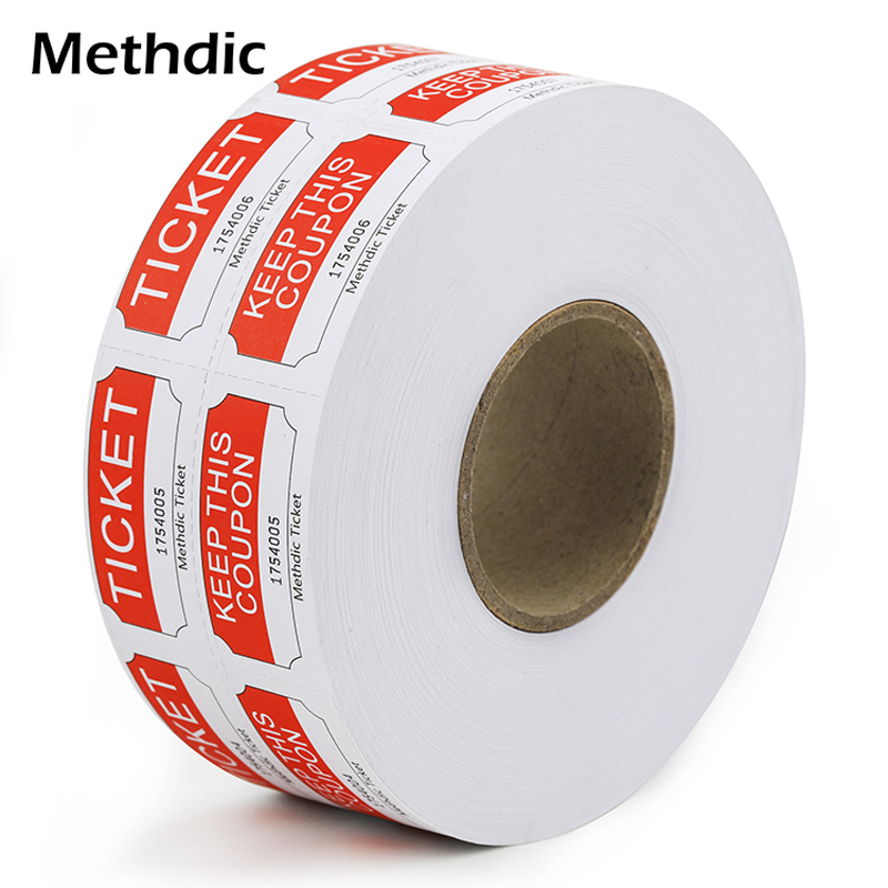 Methdic Raffle Ticket Double Rolls Tickets 1x2 Inch 4 Color for Options