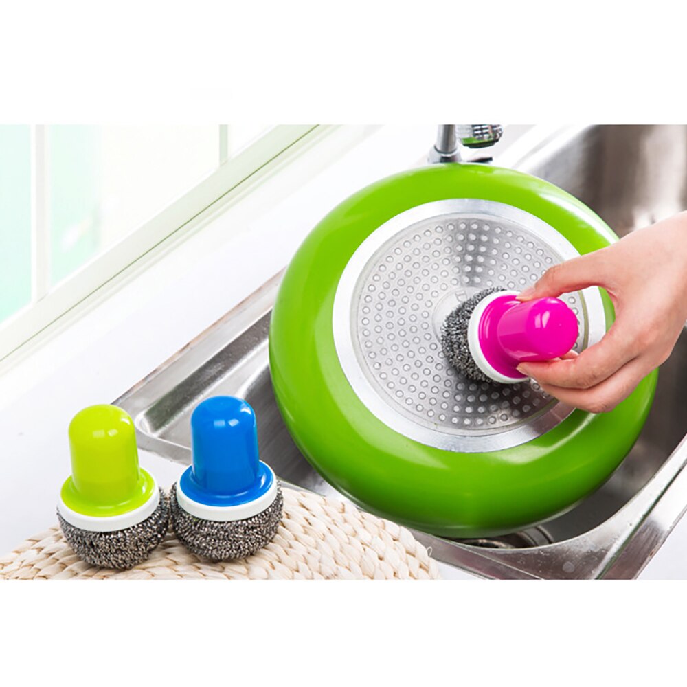 Staal Wol Reinigen Rvs Bal Borstel Schotel Kom Pan Schoon Metalen Scrubber Bal Pot Borstel Huishoudelijke Schoonmaakmiddelen Gereedschappen