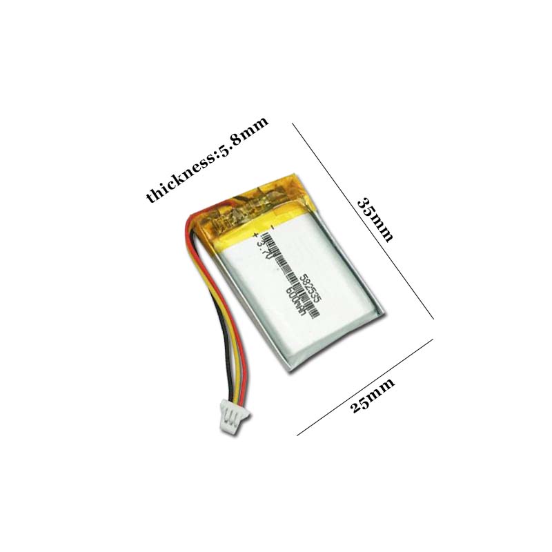 3.7V Lipo cells 582535 600mah Lithium Polymer Rechargeable Battery For MP3 MP4 MP5 GPS PDA notebook Bluetooth headset LED Lamps