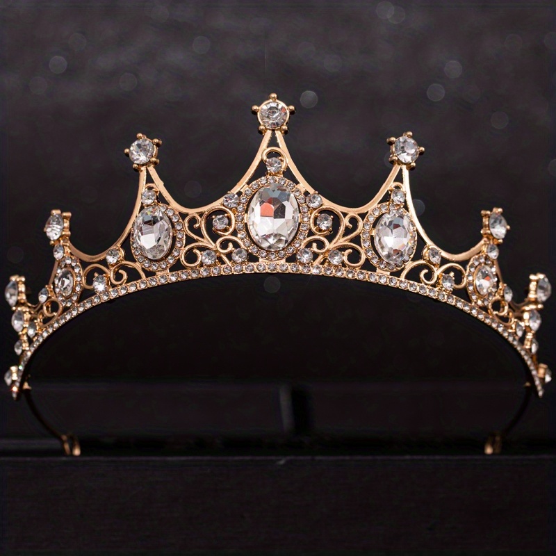 Barokke Kristallen Tiara's En Kronen Strass Prom Diadeem Kroon Tiara Voor Vrouwen Bruid Bruids Bruiloft Haaraccessoires Sieraden: Licht Geel Kleur