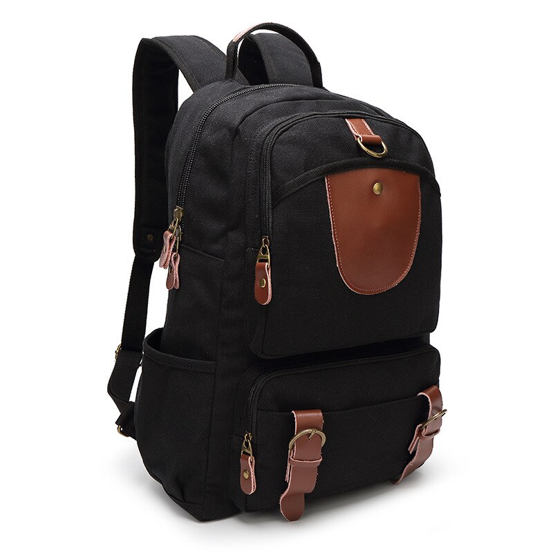 Reizen Rugzak Multifunctionele Reizen Emmer Rugzak Mannen Rugzak Canvas Student School Rugzak: Black