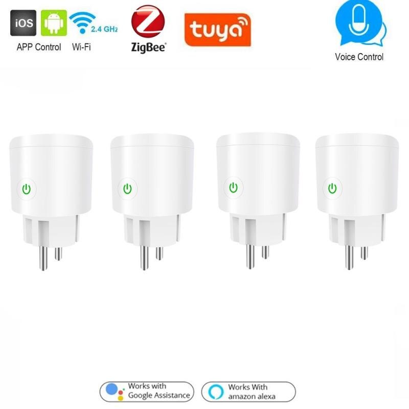 Tuya Zigbee EU plug WIFI wireless socket Smart timer plug voice control home smart power socket with Alexa and Google Assistant