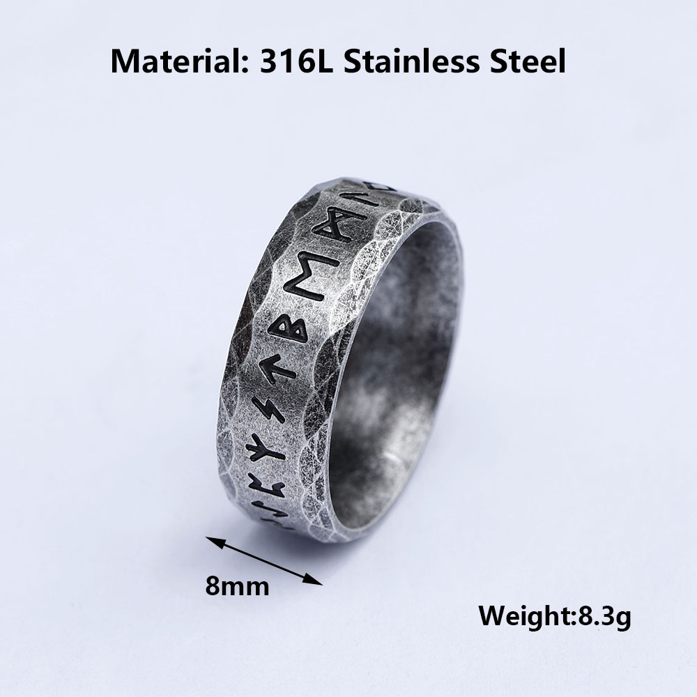 Men's 316L stainless-steel rings retro Odin Viking rune for teen RING Amulet Jewelry