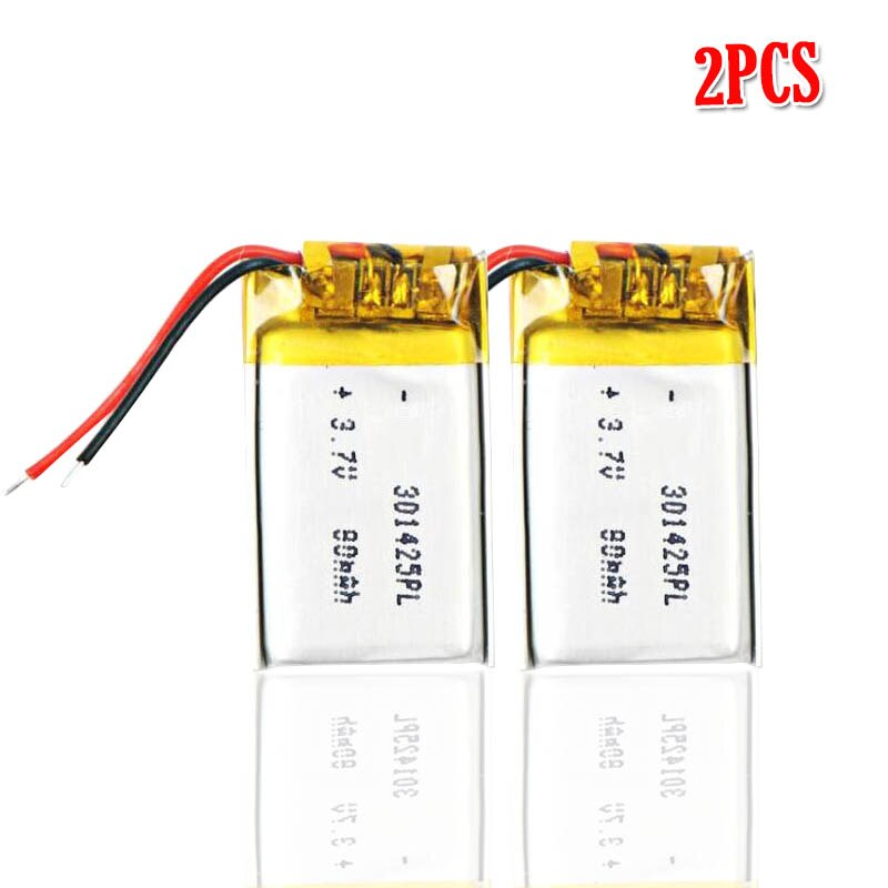 3,7 V 80mAh 301425 Lithium-Polymer Li-Po li ionen Akku Für spielzeug Bluetooth kopfhörer lautsprecher MP3 MP4 GPS Lipo zelle: 2Stck