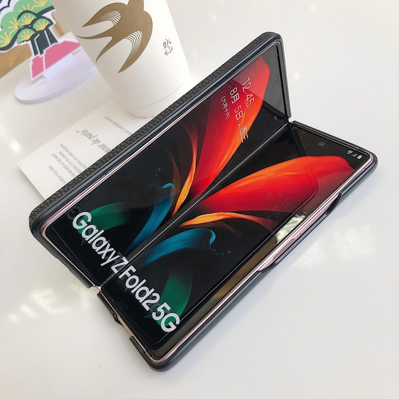 Luxuriöse handyhülle für samsung Galaxis z falten 2 w21 : ultradünne leder-klapphülle mit rundumschutz 2
