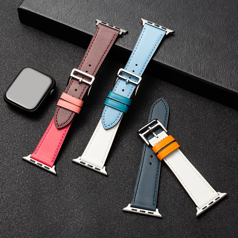 Leather straps For Apple watch band 46mm 44mm 45mm 41mm 42mm 38 40mm bracelet for iWatch ultra 2 49mm series 10 9 8 7 6 5 4 3 SE