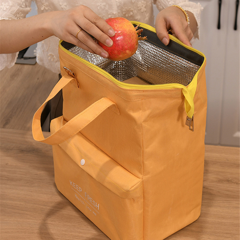 Foil Lunch Bags Macaron Waterproof Thermal Pack with Shoulder Strap Multifunctional Large Capacity Thickened Bento Handbag