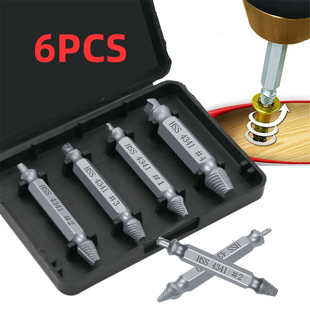 6pcs Screwdriver Extractor Broken Wire Maintenance Tools Stud Screw Removal Tool Screwdriver Screw Driver Impact Driver Bits: Silver