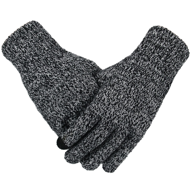 #39 handsker til mænd vinter efterår mænd berøringsskærm handsker plus tynde fløjl solide varme vanter business: Sort hvid