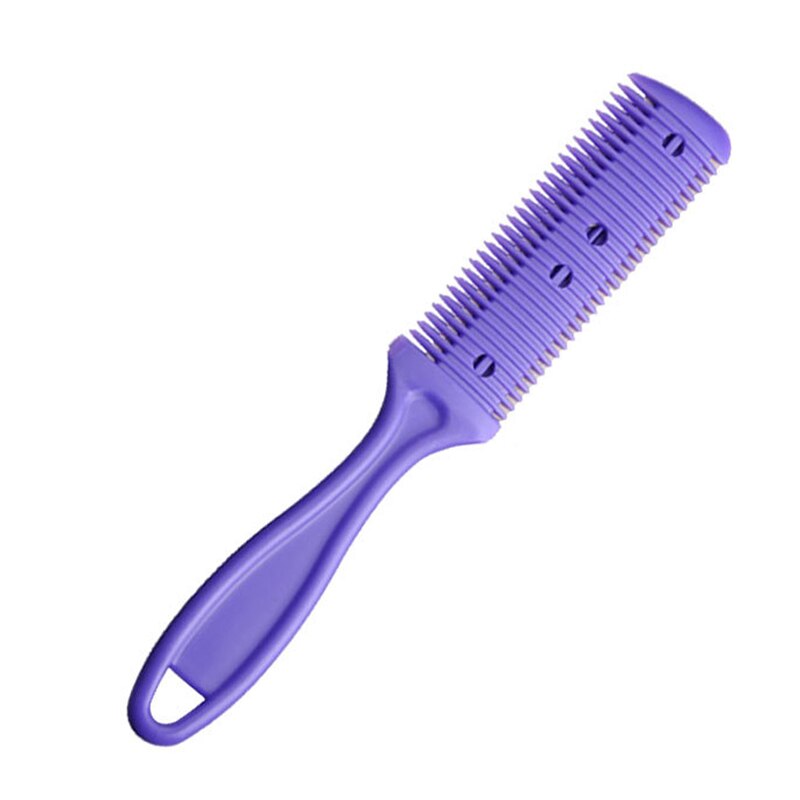 Peine para cortar el pelo con cuchillas de afeitar, cortador de pelo, herramienta de adelgazamiento, peluquero herramienta, herramientas de estilismo DIY para salón de pelo, 1 ud.: Púrpura