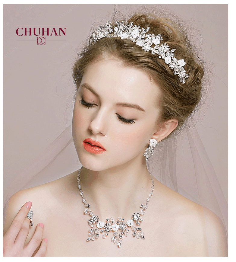 Chuhan luxo cristal conjuntos de jóias de noiva strass tiaras coroa colar brincos para casamento nupcial conjunto de jóias c358