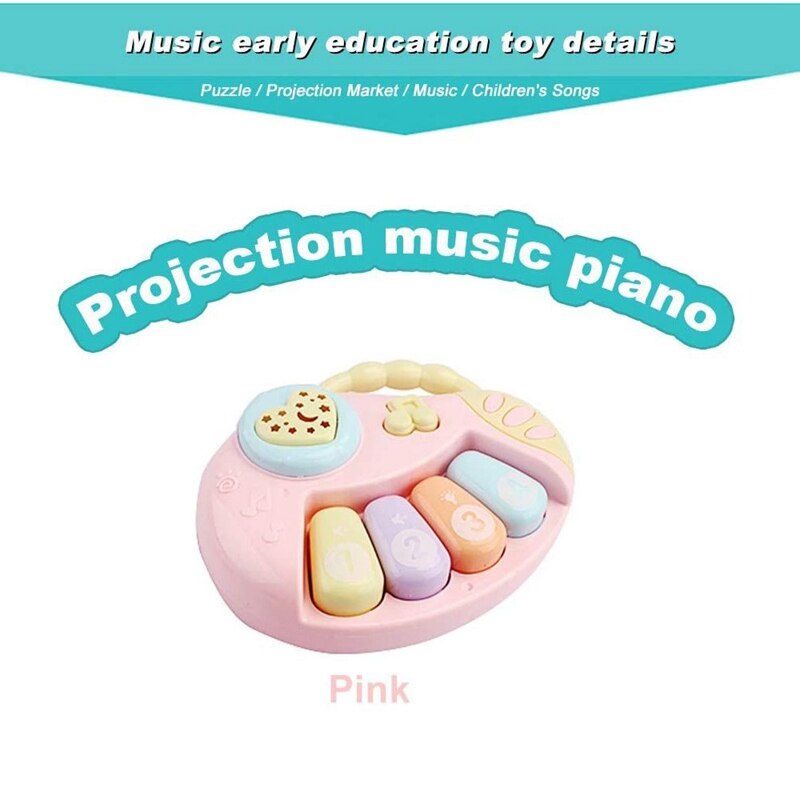 Baby Musical Toy, Educational Piano Music Toy Guitar / Rattle Toy With Lights For 0-3 Years (Piano,Pink)