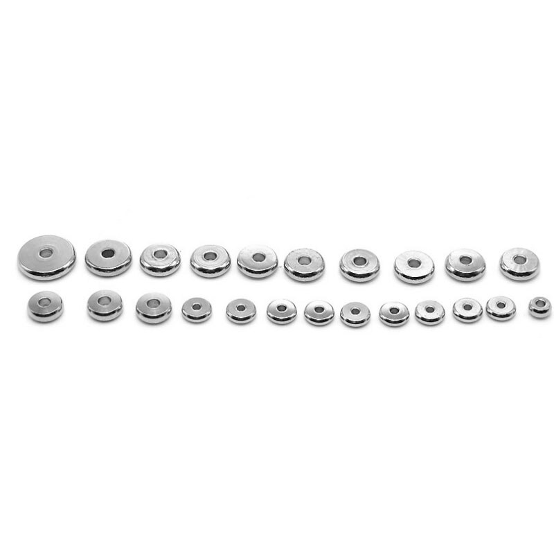 50 teile/los 4 5 6 8 10mm Edelstahl Flache Runde Perle verlieren Abstandshalter Perlen für DIY Schmuck Machen halskette Zubehör