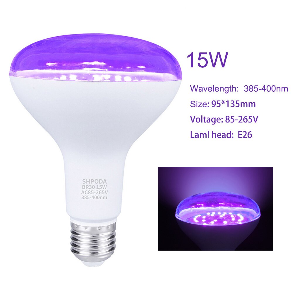 Ultraviolet Uv Lamp 8W 9W 9.5W 15W 56W Zwart Licht Fluorescerende Detectie Lamp E26 110V 220V Voor Dj Party Thuis Decoratie: 15W-B