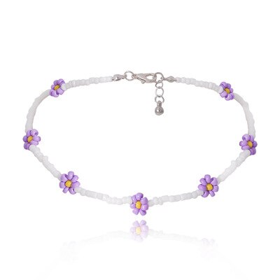 AOMU Bohemian Charm Summer Sweet Girl Colorful Flower Small Daisy Beaded Bracelet for Women Female Party Jewerly: 16 necklace