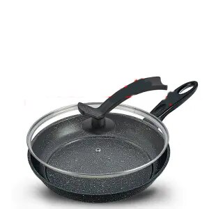 Poêle en pierre Maifan poêle antiadhésive poêle domestique sans fumée grasse poêle à crêpes cuisinière à Induction cuisinière à gaz universelle: 24 cm with lid