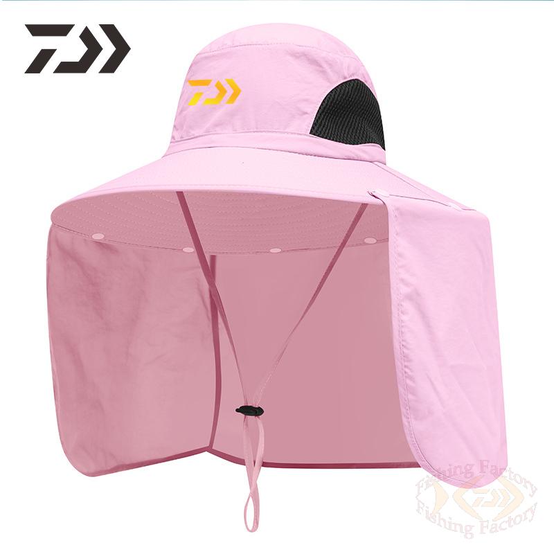 Unisex Daiwa Fishing Cap Hat Breathable Neck Face Men Women Outdoor Uv Protection Fishing Camping Solid Black Sun Caps