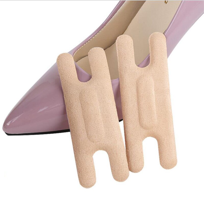 Protector de silicona para el talón para mujer, pegatina gruesa para el dolor del talón, antifricción, tira de forro, plantillas para zapatos de tacón alto: Beige