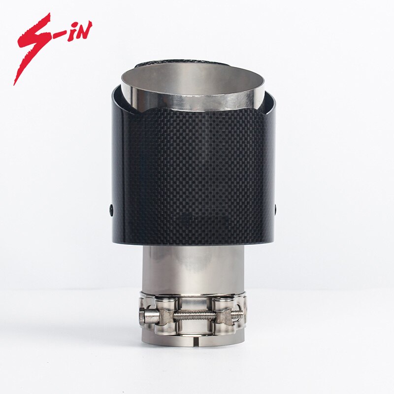 Krtopo 2.5 Inlet 63mm Exhaust Tips Stainless Steel And Shiny Carbon Fiber Car Exhaust Tip, 3.5 Outlet (Matt All Black