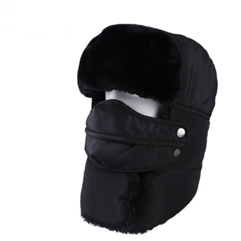 Gorros de estilo aviador para hombre, gorros de estilo aviador de invierno, de color sólido, con hueso más grueso, sombrero de nieve ruso, con solapa para las orejas, gorro de lei feng, novedad de