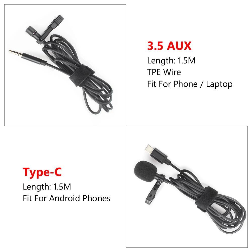 Mini microfono Mic USB C tipo-c Mic condensatore registrazione Audio per Huawei Xiaomi telefono Android USB C microfono Lavalier