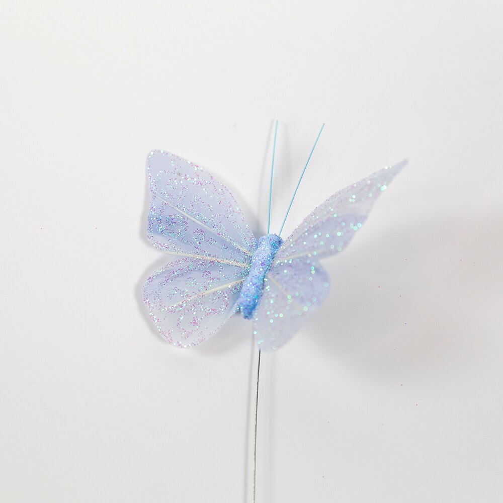 12pc feather with glitter butterfly wedding photography balcony garden decoration pastoral home decoration balcony decoration